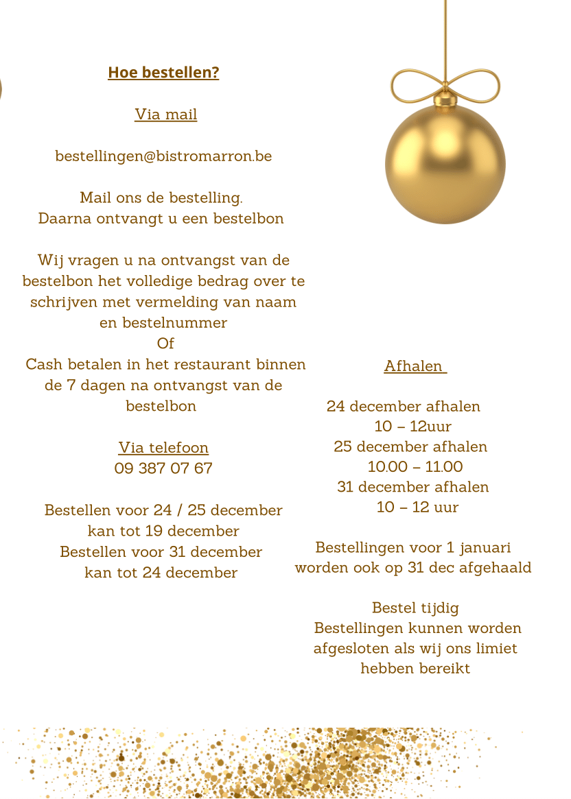 Eindejaars Afhaal Marron | TableFever