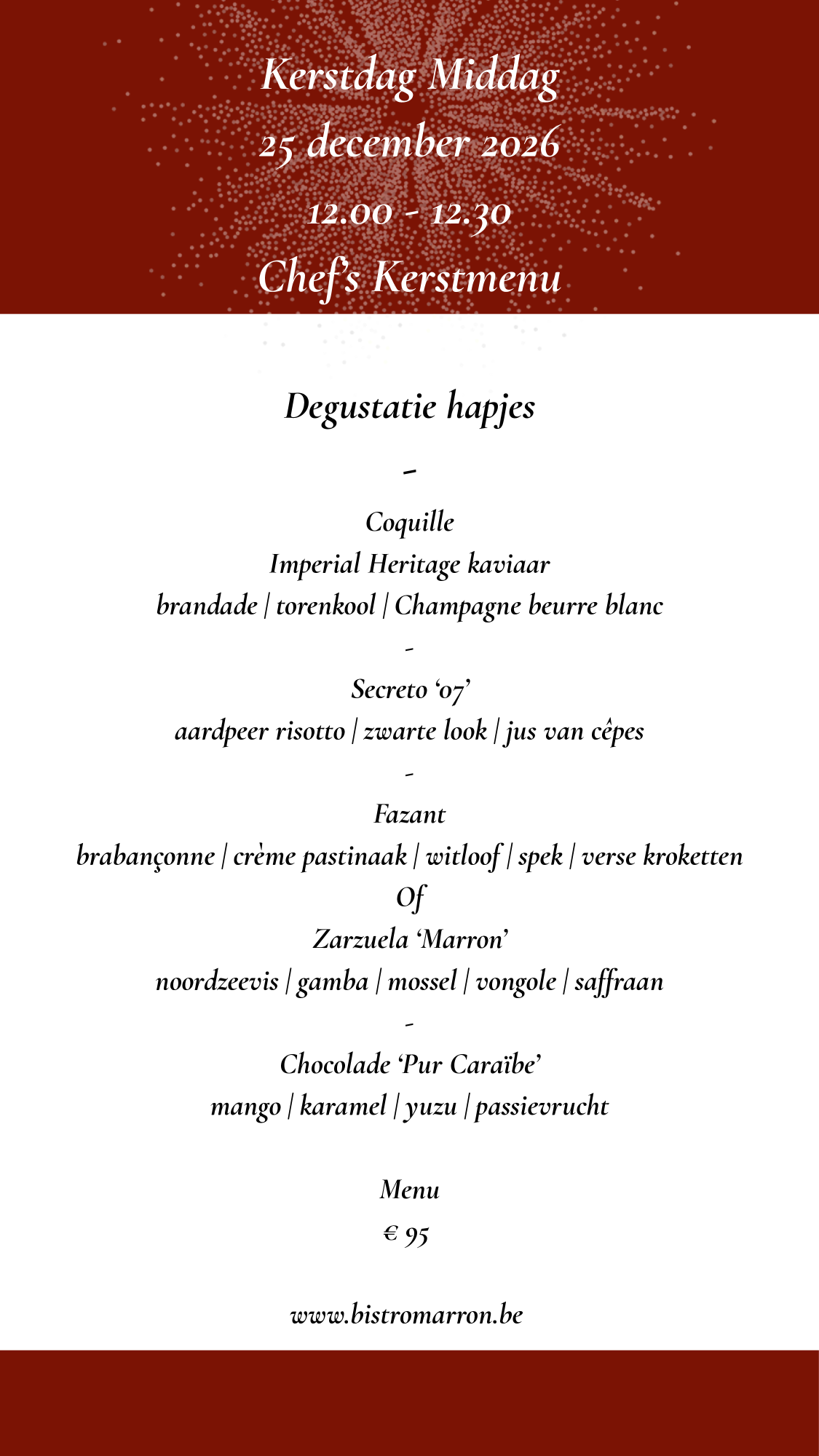 Kerstdag Menu Marron | TableFever